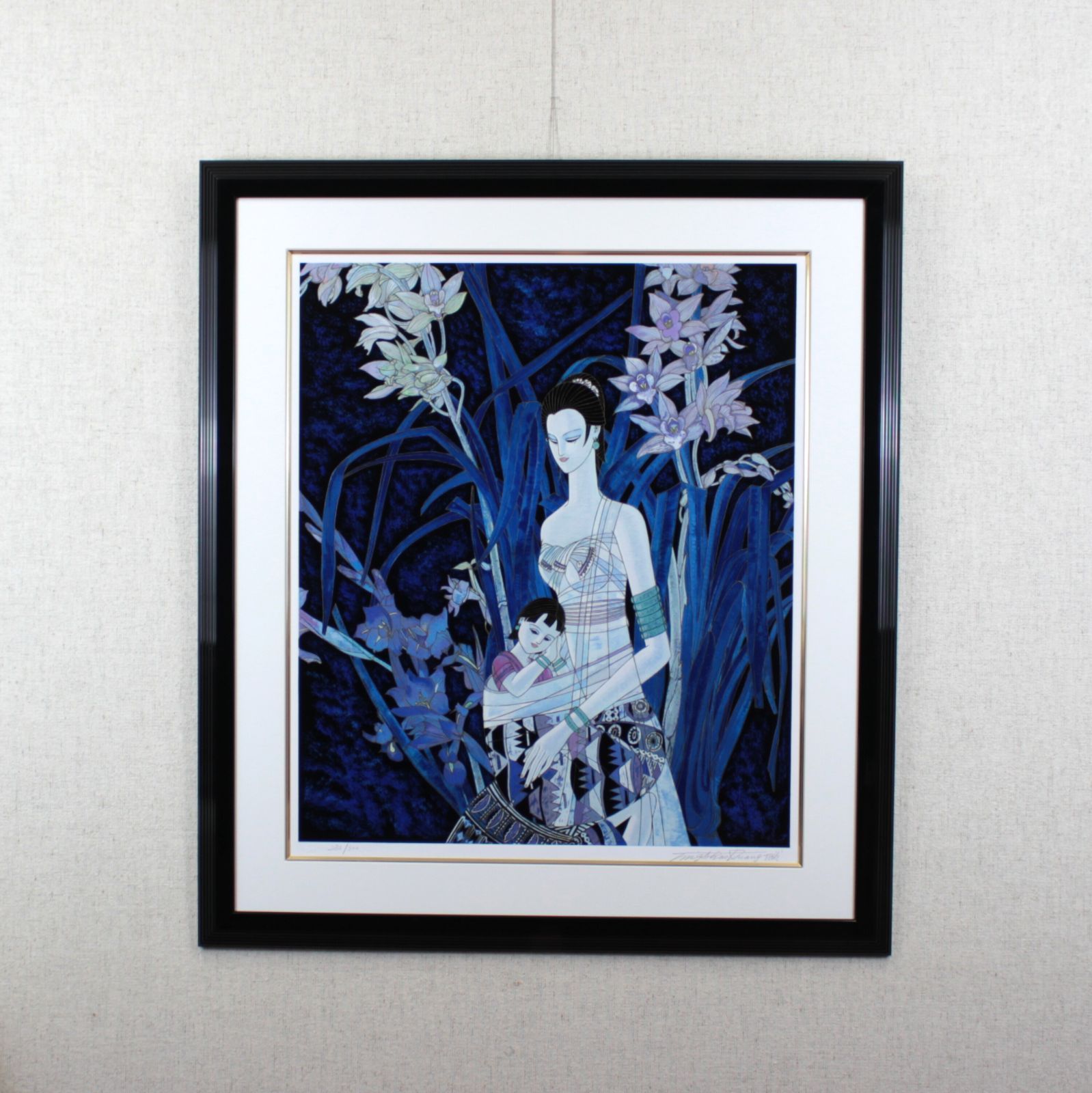 ティン・シャオカン 額縁付き 絵画 美術品 1990年代物？ ティン・シャオカン 額縁付き 絵画 美術品 1990￼年代物？