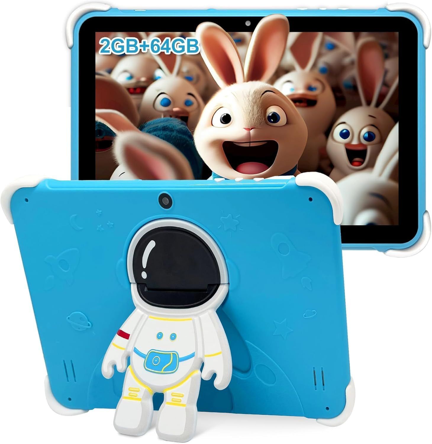 YouTube Kids - iWawa対応 10インチ キッズタブレット 64GB ROM 1.8Ghz 軽量設計 落下防止 利用時間制限 5000mAh Type-C充電 知育アプリ使い放題 誕生日 クリスマス 卒業ギフトに最適 ブルー