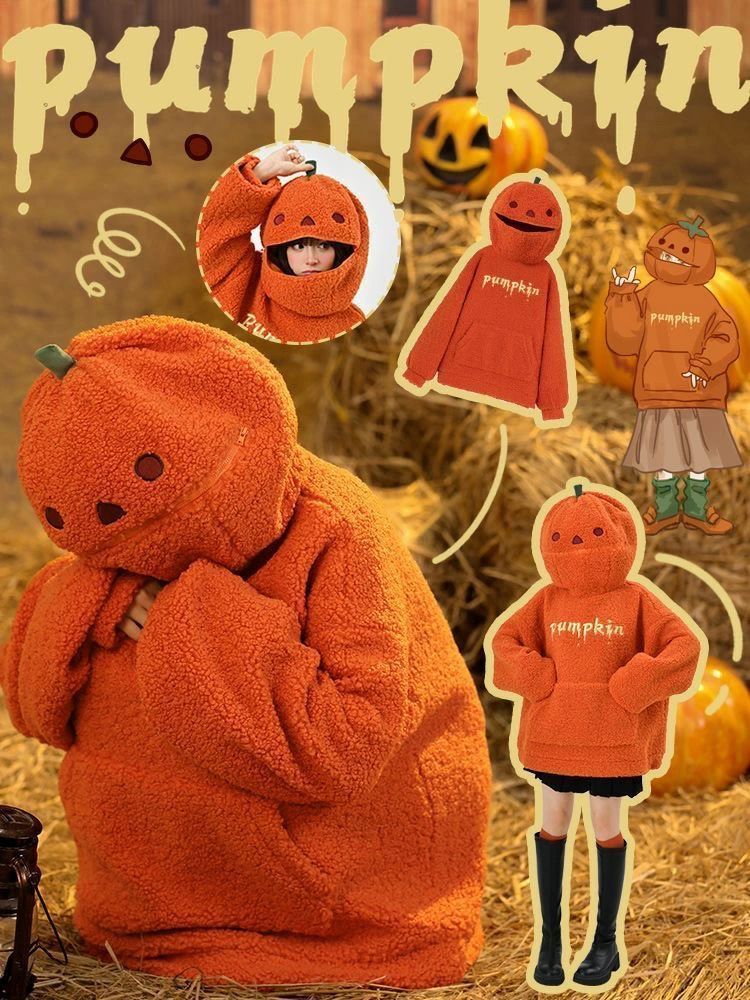 全 ハロウィン衣装 かぼちゃ 大人 パーカーイベント衣装 大人 パーカー レディース 裏起毛 ボア パーカー メンズ ハロウィン 仮装 大人 クリスマス ハロウィン コスプレ あったか もこもこ 防寒 48