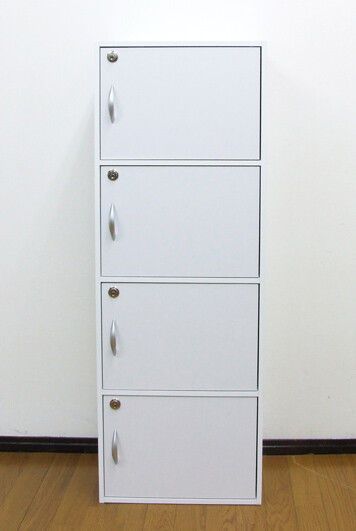 スリムキャビネット鍵付き４段チェスト幅42cm ホワイト系 扉付収納（941） スリムキャビネット鍵付き4段チェスト幅42cm ホワイト系 扉付収納 鍵