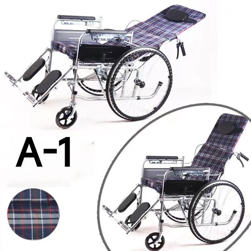 フルリクライニング折りたたみ車椅子 ベルト装着のリカンベント