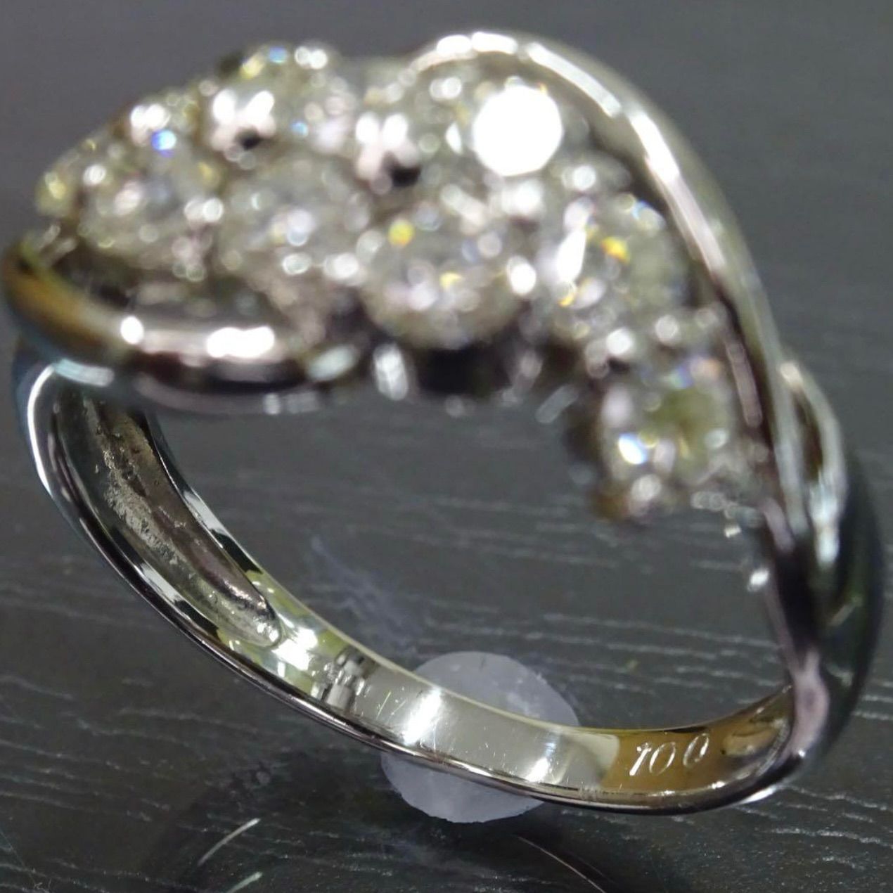 プラチナ pt900 天然ダイヤモンド1.00ct デザイン リング 指輪 約10号 