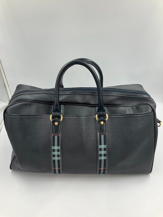 Burberrys バーバリーズ レザー ノバチェック ボストンバッグ トラベルバッグ 旅行かばん メンズ ネイビー系