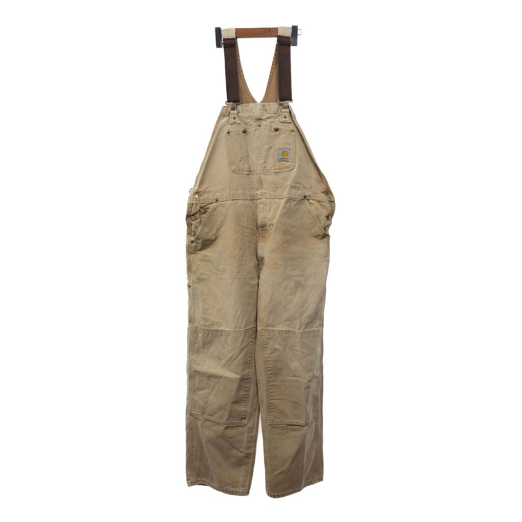 【※90s USA製】カーハート★オーバーオール ダブルニー ベージュ XL相当 Carhartt オーバーオール サロペット 「ヴィンテージ古着」90's