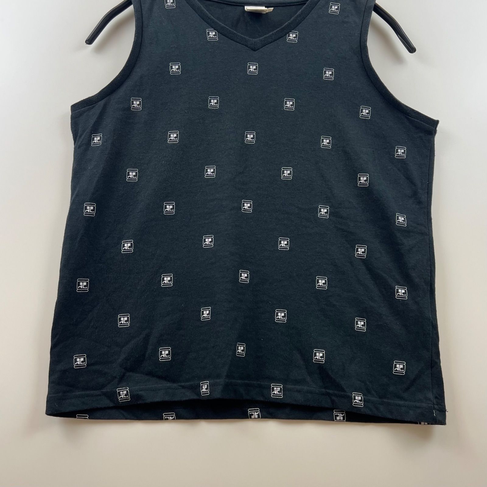 クレージュ　ロゴ　ニット　y2k タンクトップ　トップス　ノースリーブ　M Courreges 00s y2k style icon tank top 38 クレージュ 総柄