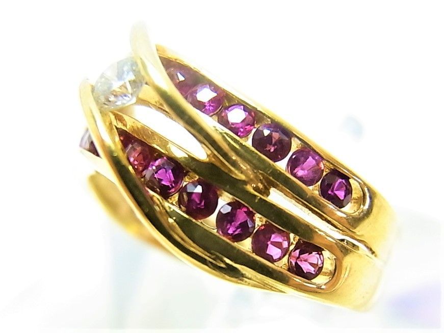 K18 18金 リング 指輪 ルビー22ヶ ダイヤ 0.10ct - メルカリ