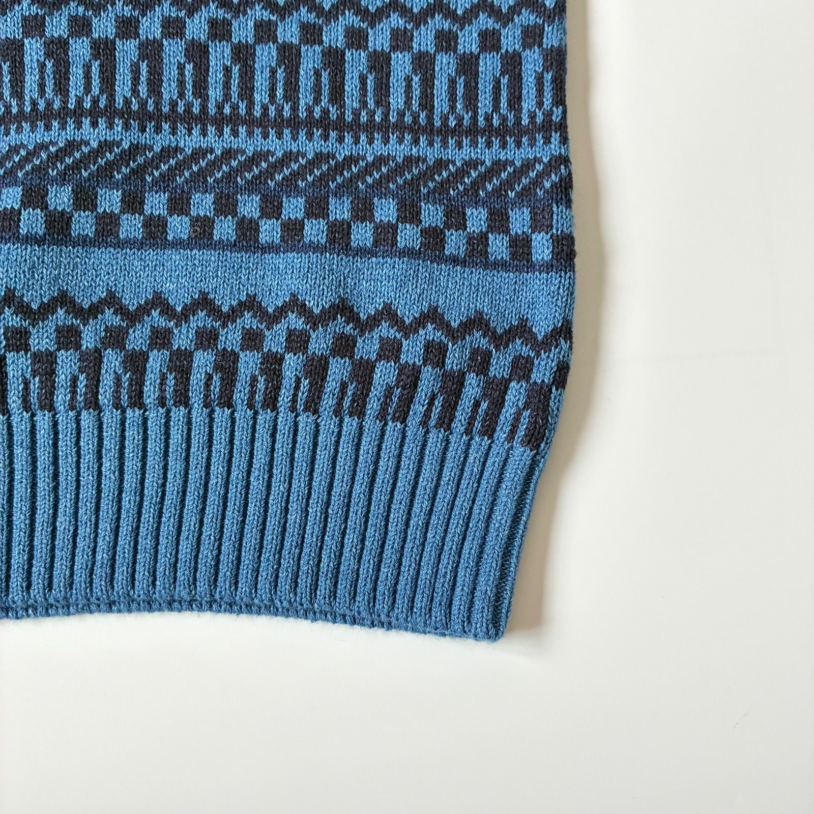 良品】 BEAMS PLUS / インディゴ ジャカード ニットベスト