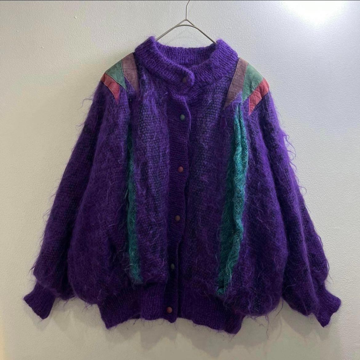 USA 80s 90s ヴィンテージ モヘアニット シャギー ブルゾン 毛先長