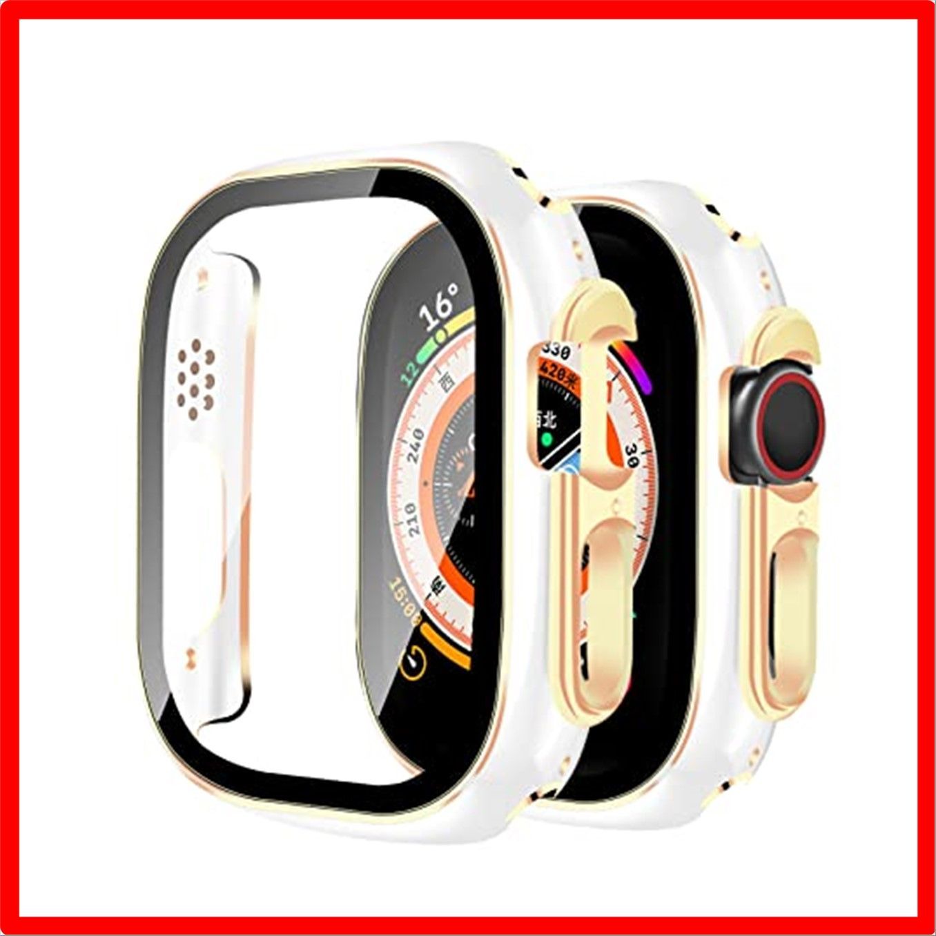 送料無料】 49mm_White/Gold 2pack 【2枚】YUGYUG Apple Watch ケース