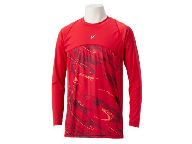 asics アシックス GRPHIC UNDER SHIRT MF LS レッド S 2121A337 600 | スポーツ 運動 衣類 衣料品 服 ウエア ウェア 男性 紳士服 メンズ 野球 ベースボール トップス インナー アンダーシャツ 丸首 伸縮性 ミ