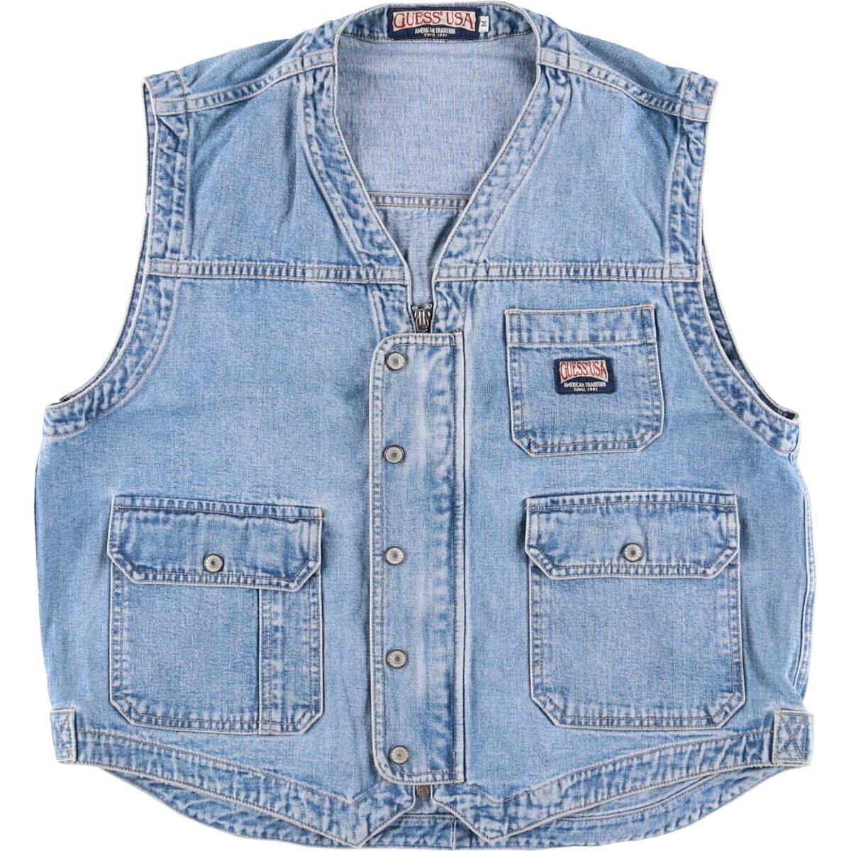 古着 90年代 ゲス Guess デニムベスト USA製 メンズM相当 ヴィンテージ 