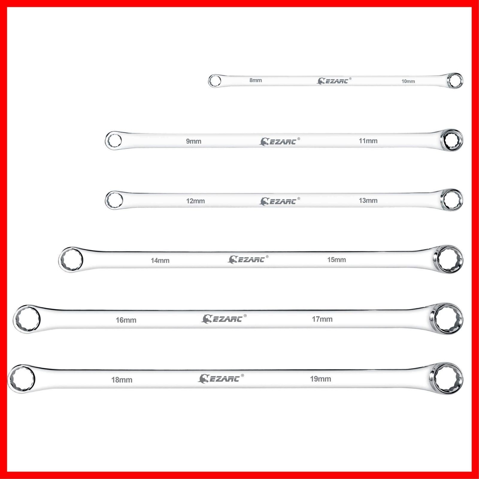 EZARC 超ロングストレート メガネレンチセット ミラー仕上げ ミリ 6本