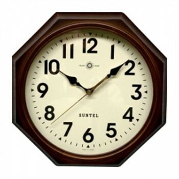 さんてる クォーツ 日本製 天然木レトロ8角掛け時計(アラビア文字)アンティークブラウン QL713_A