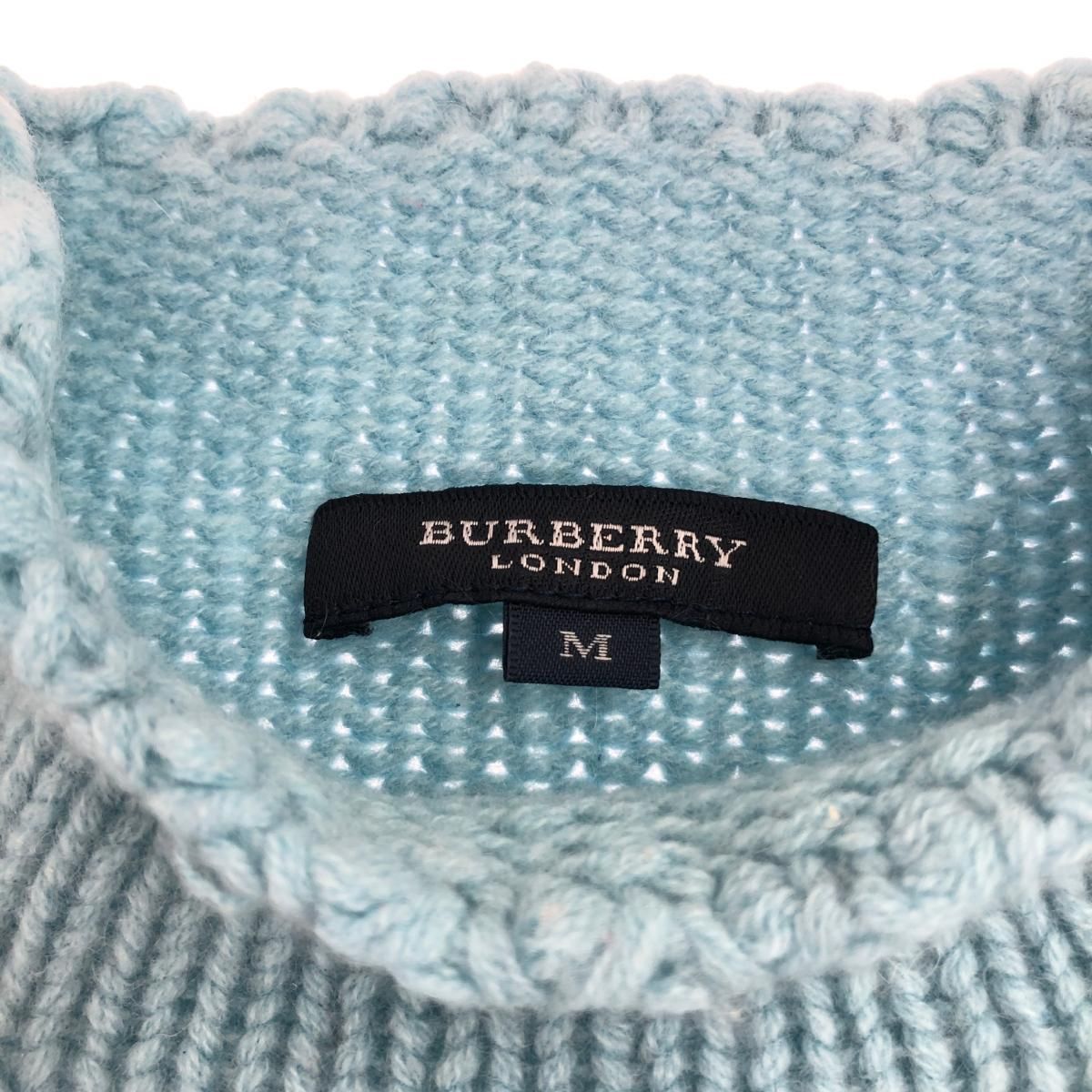 BURBERRY LONDON バーバリーロンドン モックネック ニット  サイズ:M  ブルー カシミヤ100% レディース  トップス  セーター 長袖 BURBERRY LONDON バーバリーロンドン モックネック ニット