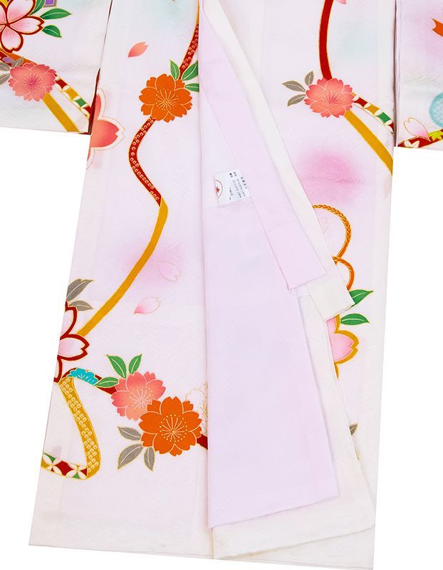 記念感謝祭☆新品正絹特撰京友禅伝統工芸染祝い花まり文に四季花の白地