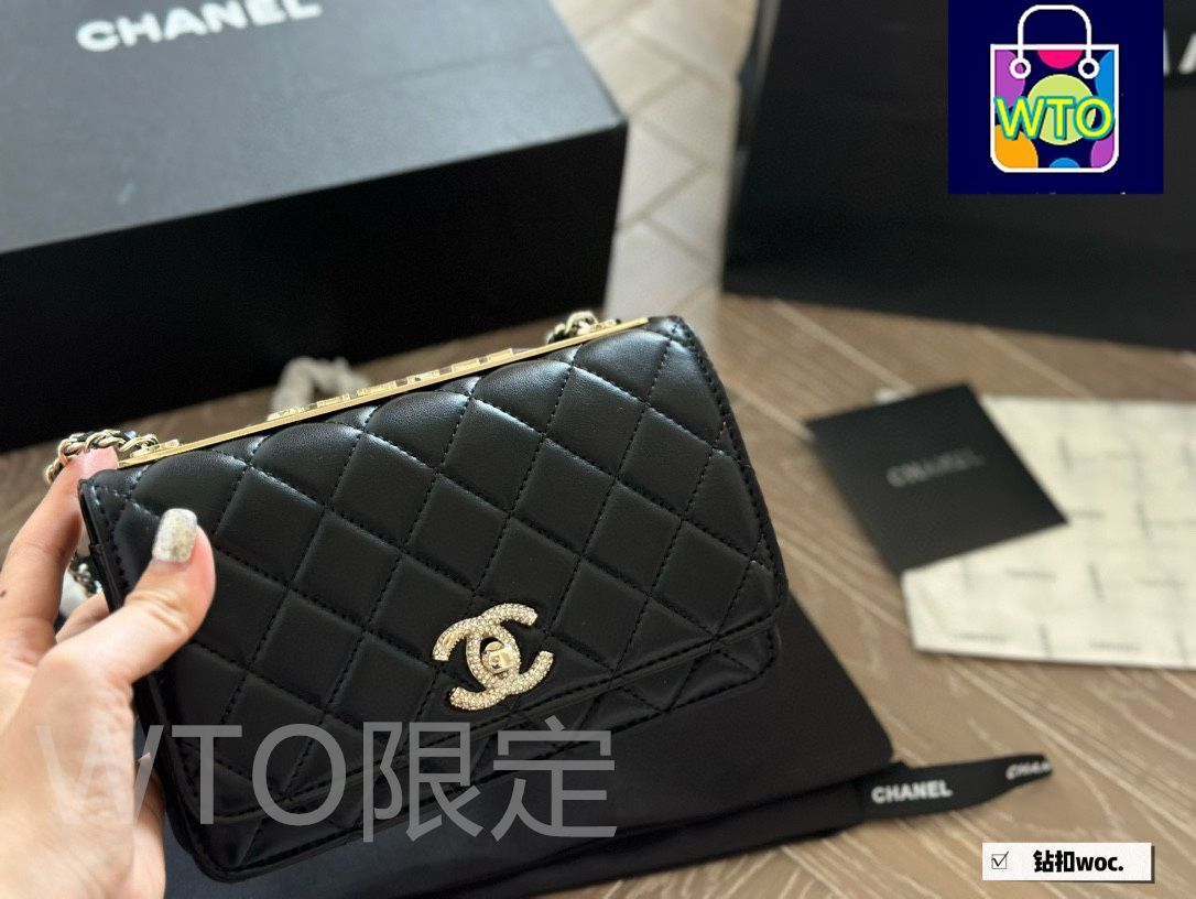 入手困難★送料込【CHANEL】トレンディ CC ソー ブラック WOC 今日特価】Chanel トレンディ WOC 財布バッグ！送料無料！在庫