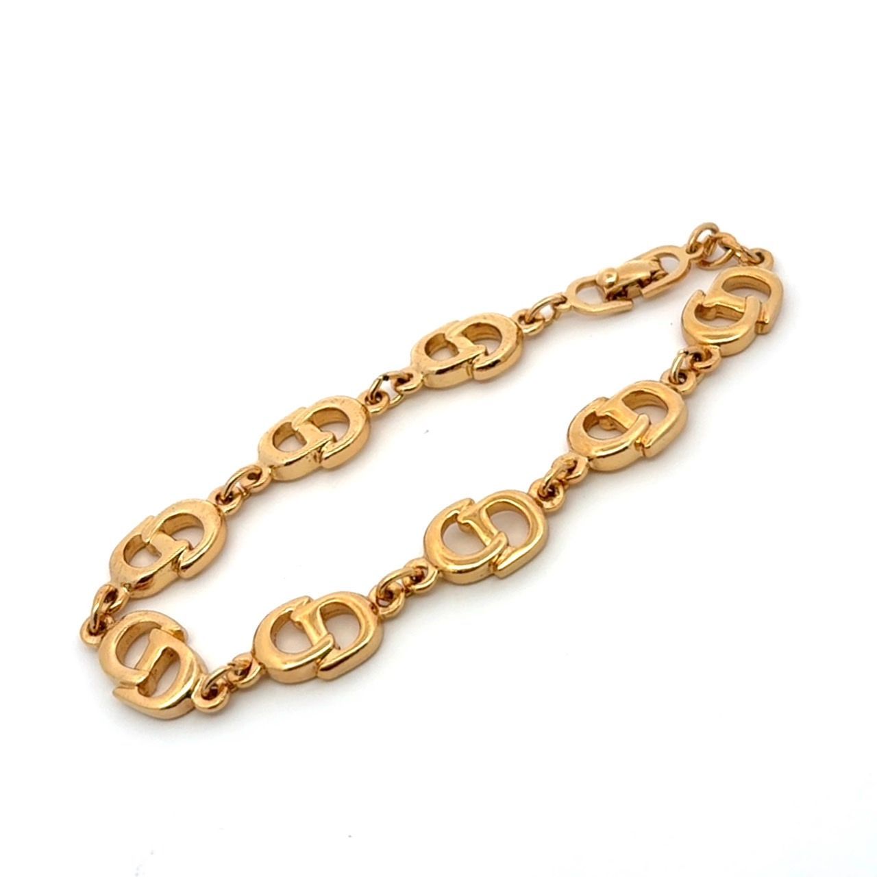 25静|A042418-1|OT3000|X103-4| Christian Dior クリスチャンディオール ブレスレット CDロゴ ゴールドカラー レディース アクセサリー