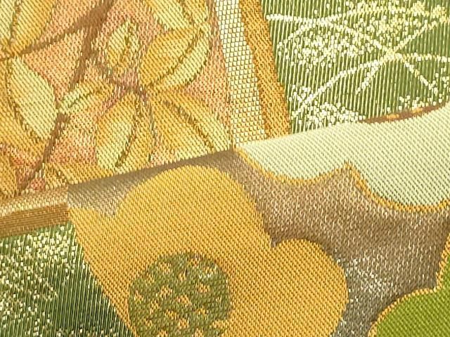 ワンタッチつけ帯 陶器色紙草花文