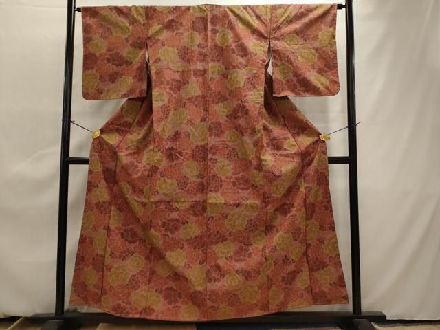 平和屋着物□本場大島紬 7マルキ 洋花文 正絹 逸品 未使用