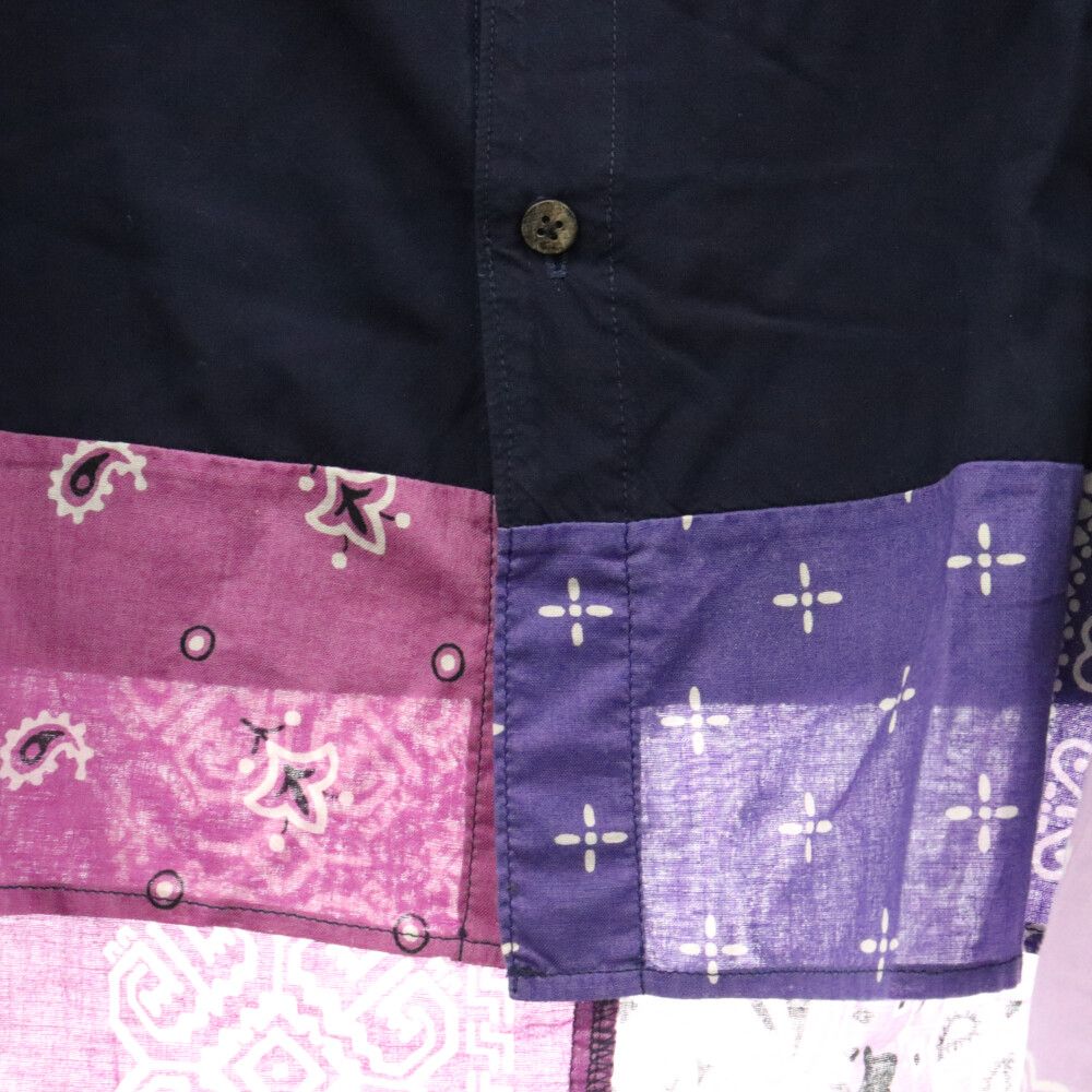 KAPITAL (キャピタル) パッチワークバンダナ切替 ノーカラーシャツ  