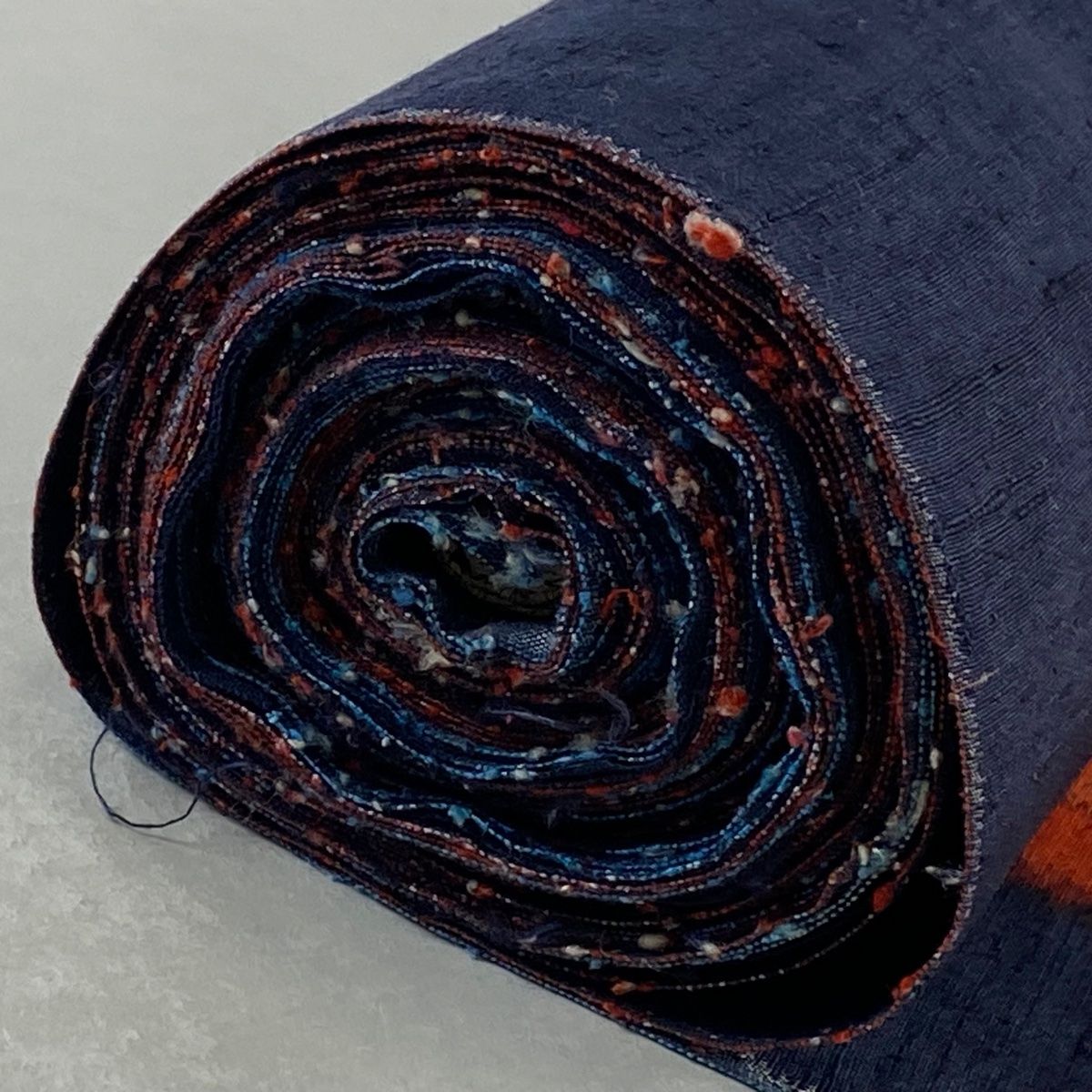 反物 秀品 紬 証紙 花 幾何学模様 朱色 正絹