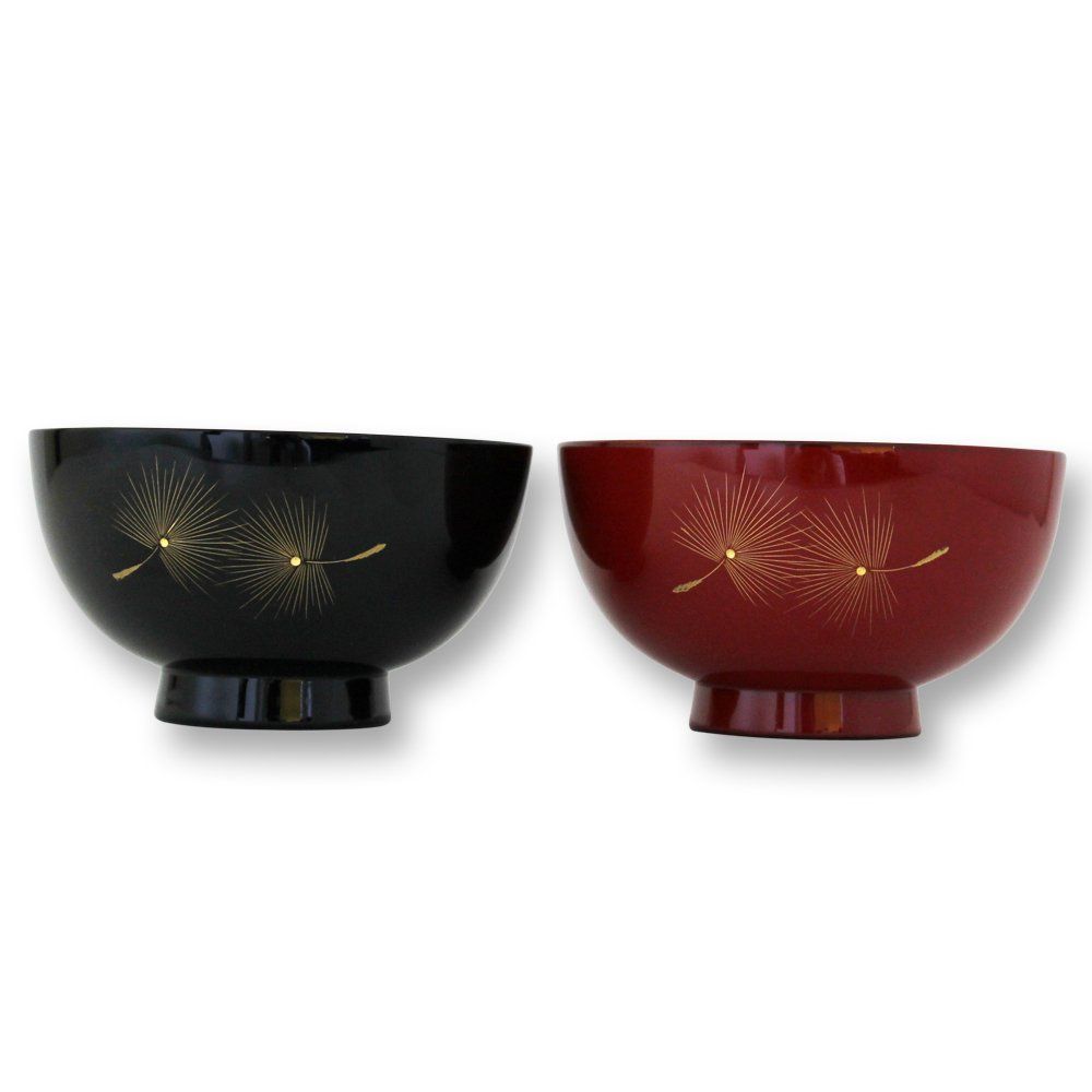 大藤漆器店 輪島塗 夫婦汁椀 黒内朱 朱 飛花沈金 WA10-3
