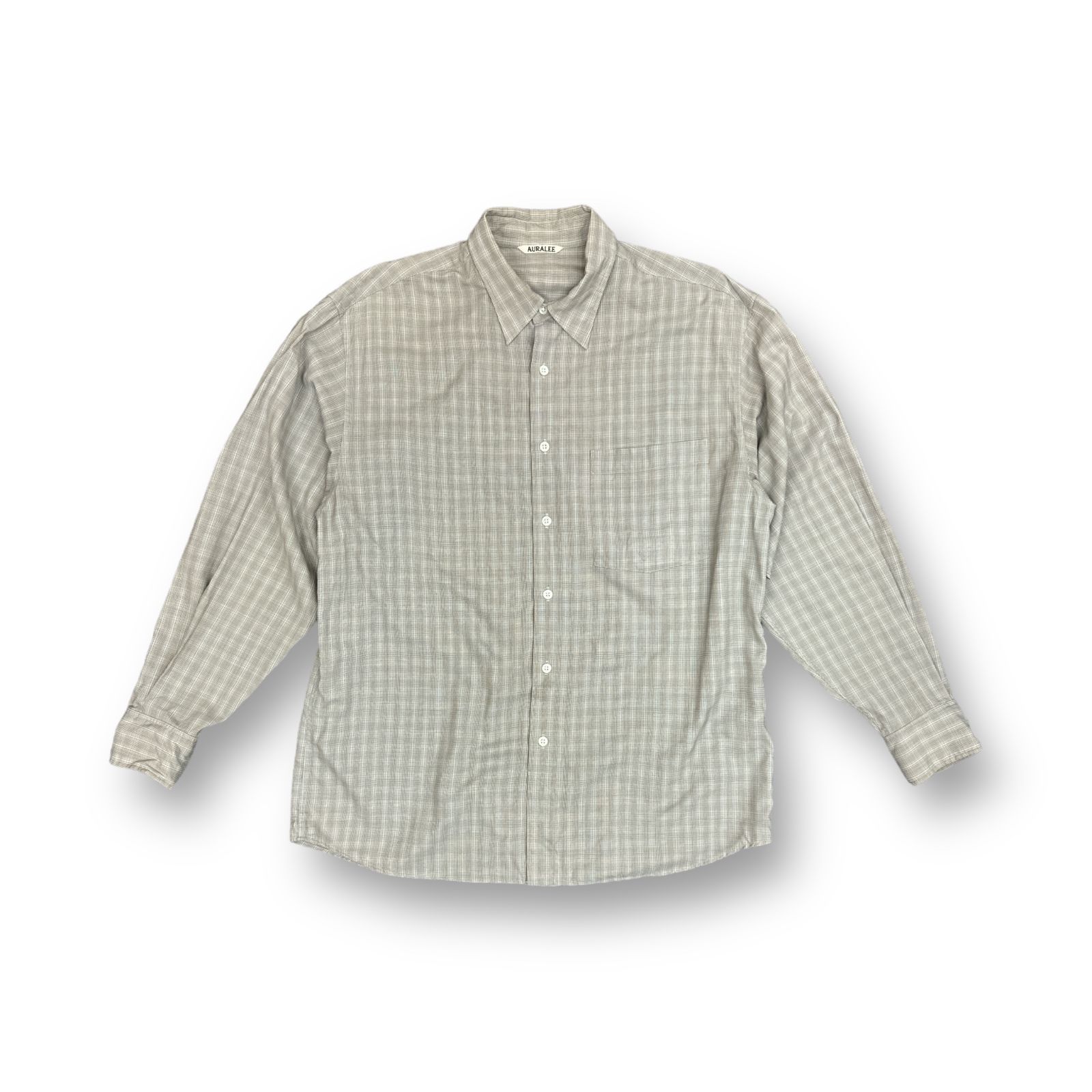 AURALEE CHECK SHIRT オーラリーベージュ長袖チェックシャツ