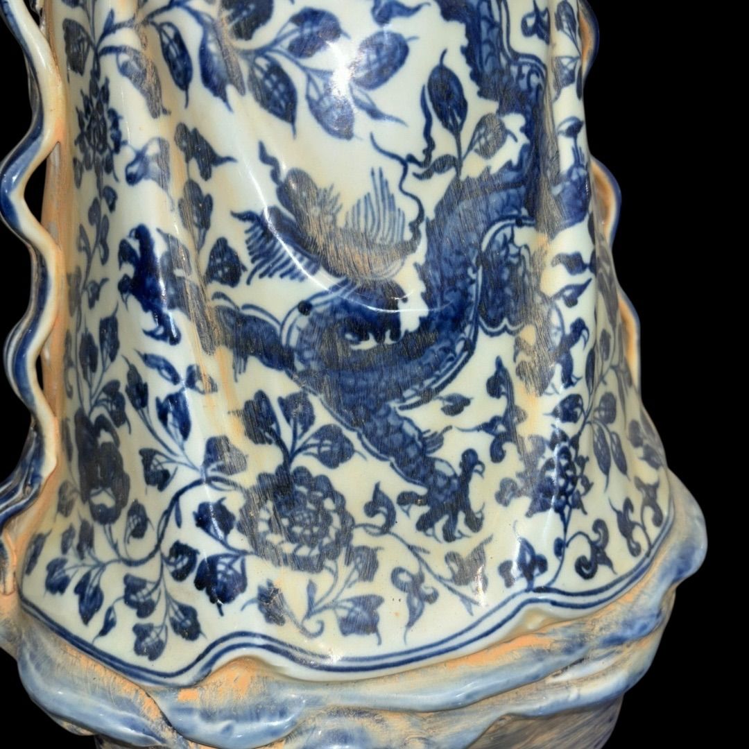 大明宣徳年製 中国雑貨 陶器 骨董品 某有名骨董市買入 中国 貴人 龍 染付 大明宣徳年製 中国美術