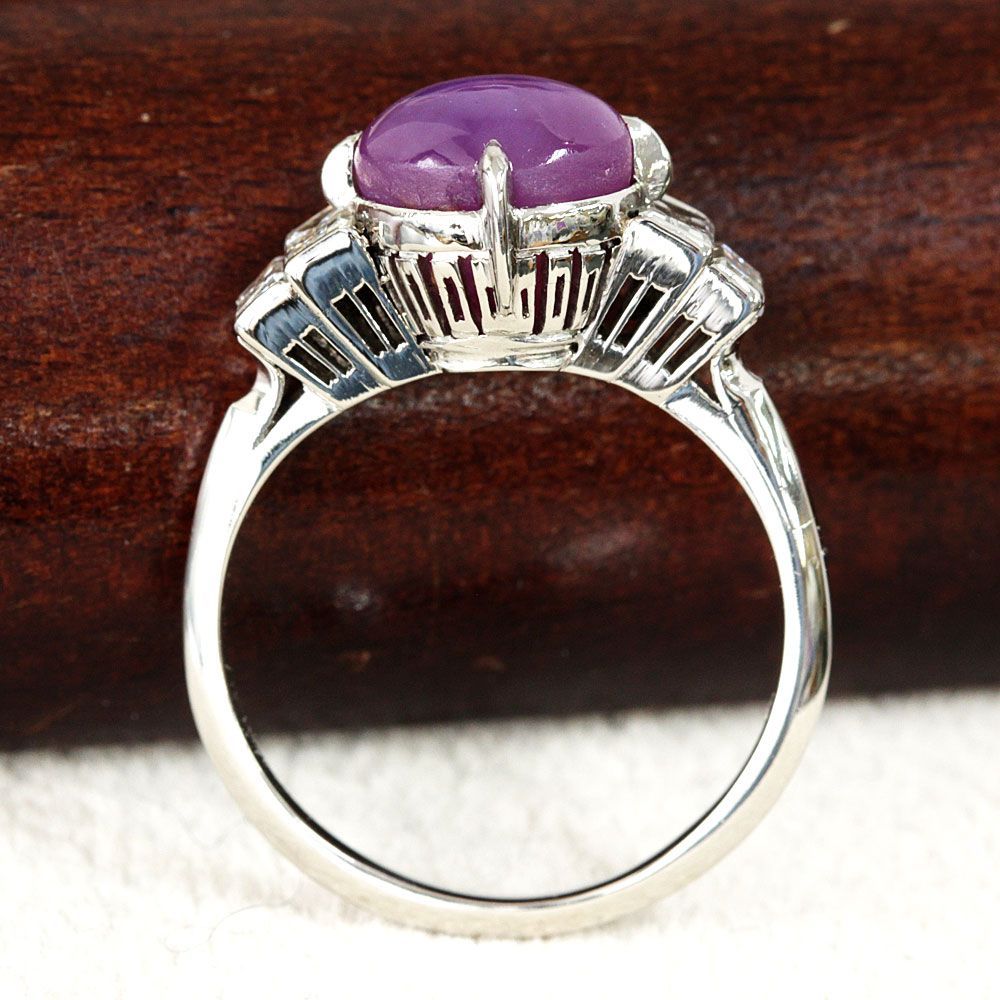 非加熱 特品！パープル スターサファイア ダイヤ プラチナ リング 鑑別書付 非加熱 特品！パープル スターサファイア ダイヤ プラチナ リング 鑑別