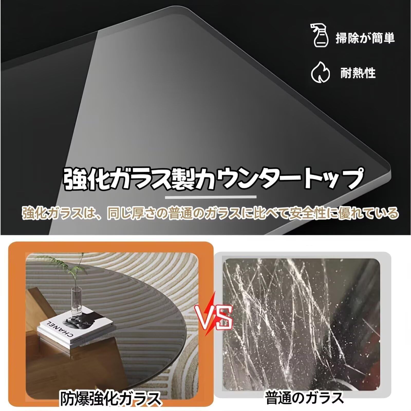 強くて頑丈 掃除が簡単 強化ガラス天板 ダイニングデスク 組み立て簡単 コーヒーデスク リビングルーム おしゃれ 円形 オフィスに最適 リビングテーブル 日本語説明書付き 70x70x31.3cm センターテーブル ガラス ブラック TUIYIDU MARWIL-DEMENAGEMENTS_CH