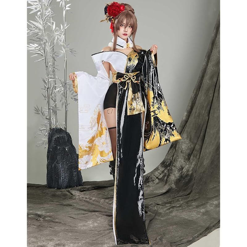 在庫 Miccostumes レディース 女性 女神風 ブラックラビット風 アニメ ゲーム かっこいい 萌え セクシー かわいい キュート コスチューム コスプレ コス 着物 和服 仮装 変身 変装 長袖 衣装セット L 0