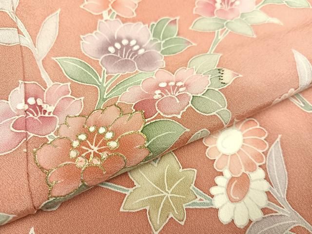 平和屋着物●訪問着　友禅　刺繍　草花文　暈し染め　金銀彩　正絹　逸品　AABH3044ph 平和屋着物○訪問着 友禅 刺繍 草花文 暈し染め 金銀彩 正絹 逸品