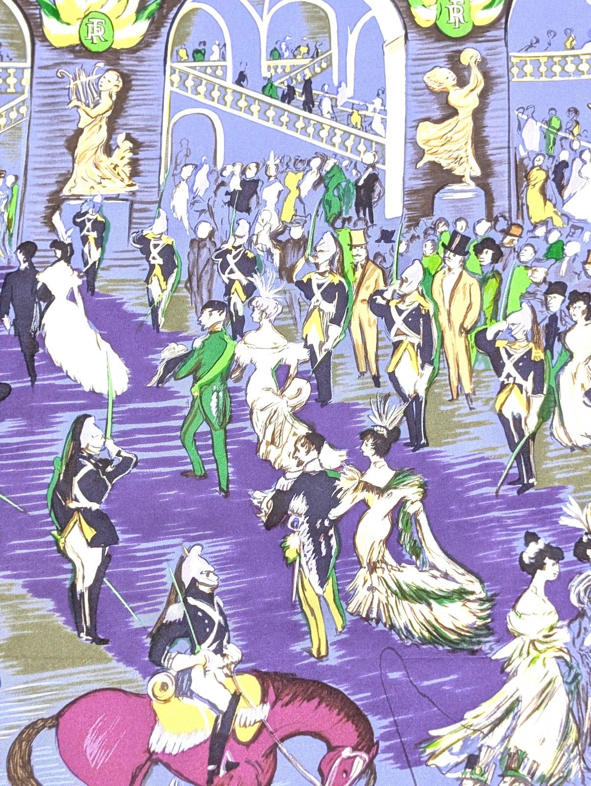 極美品 HERMES カレ 90 SOIREE DE GALA CLERC ガラの夕べ ブルー