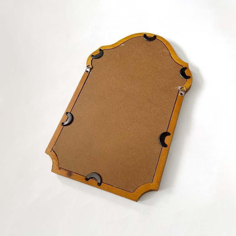 黒い彫刻入り壁掛け鏡 昭和レトロ アンティーク 2枚セット 木製 黒い