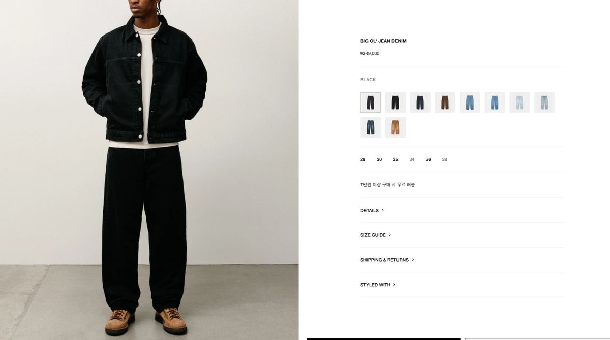 STUSSY ステューシー ビッグ オール ジン デニム 黒 34