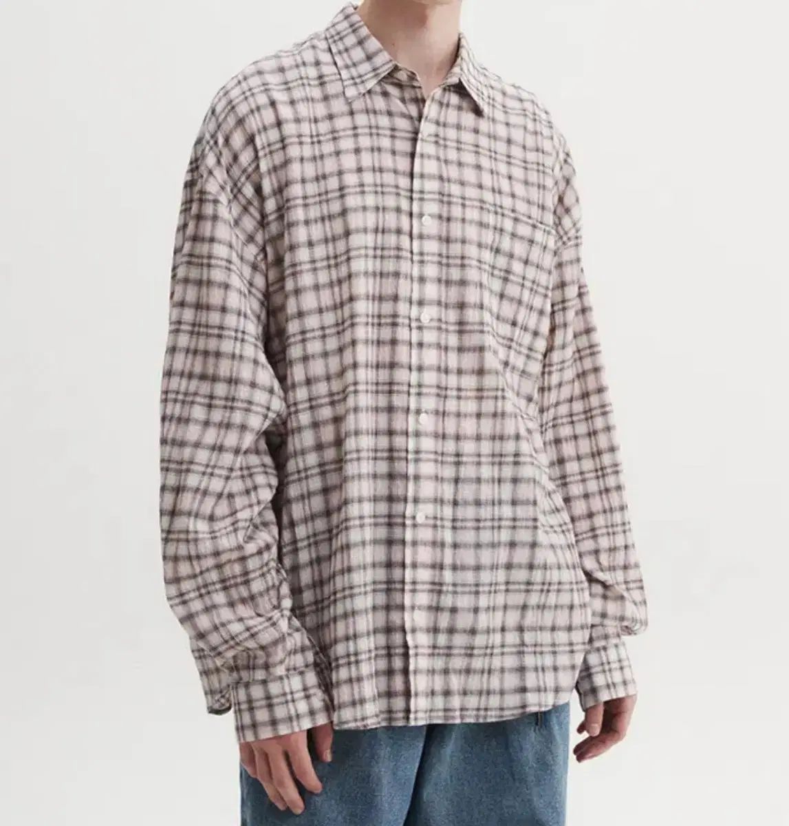 L dnsr D-SR オーバーサイズ ヴィンテージ チェック シャツ ピンク