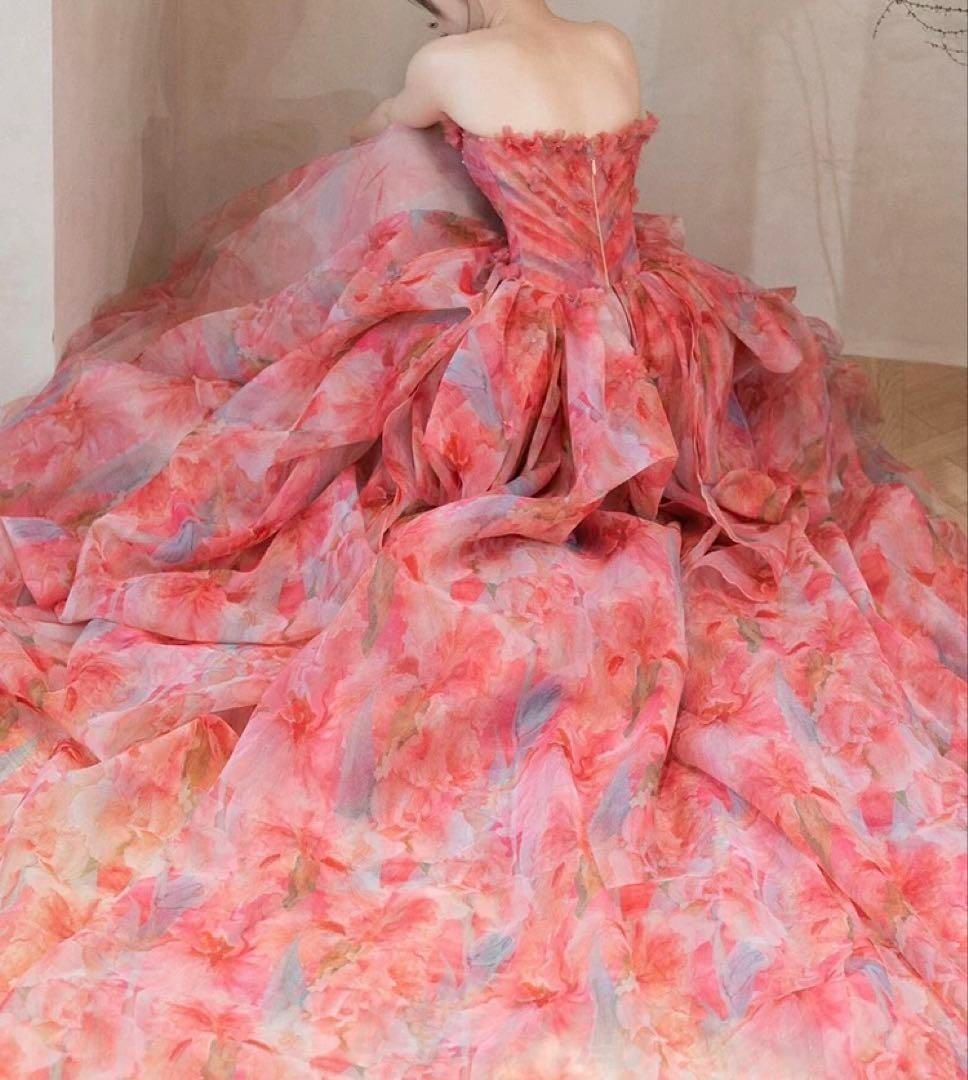 花柄がオシャレで美しい ベア イブニングドレス 楽天市場】前撮りドレス 花柄 刺繍 ピアノ発表会 ドレス 肩紐