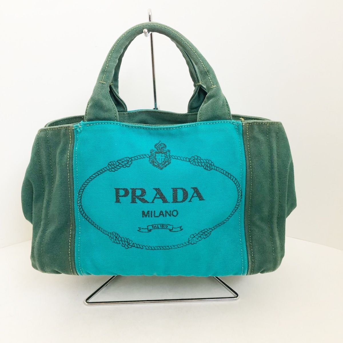 PRADA(プラダ) トートバッグ CANAPA グリーン×ダークグリーン ...