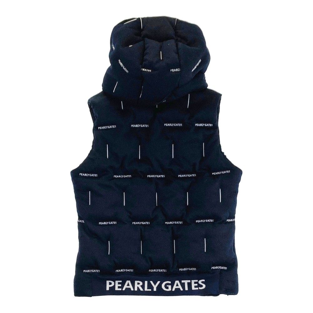 サイズ：2 PEARLY GATES パーリーゲイツ 2023年モデル 中綿 ジップベスト 総柄 ネイビー系 [240101413904] ゴルフウェア レディース ストスト サイズ：2 PEARLY GATES パーリーゲイツ 2023年モデル 中綿