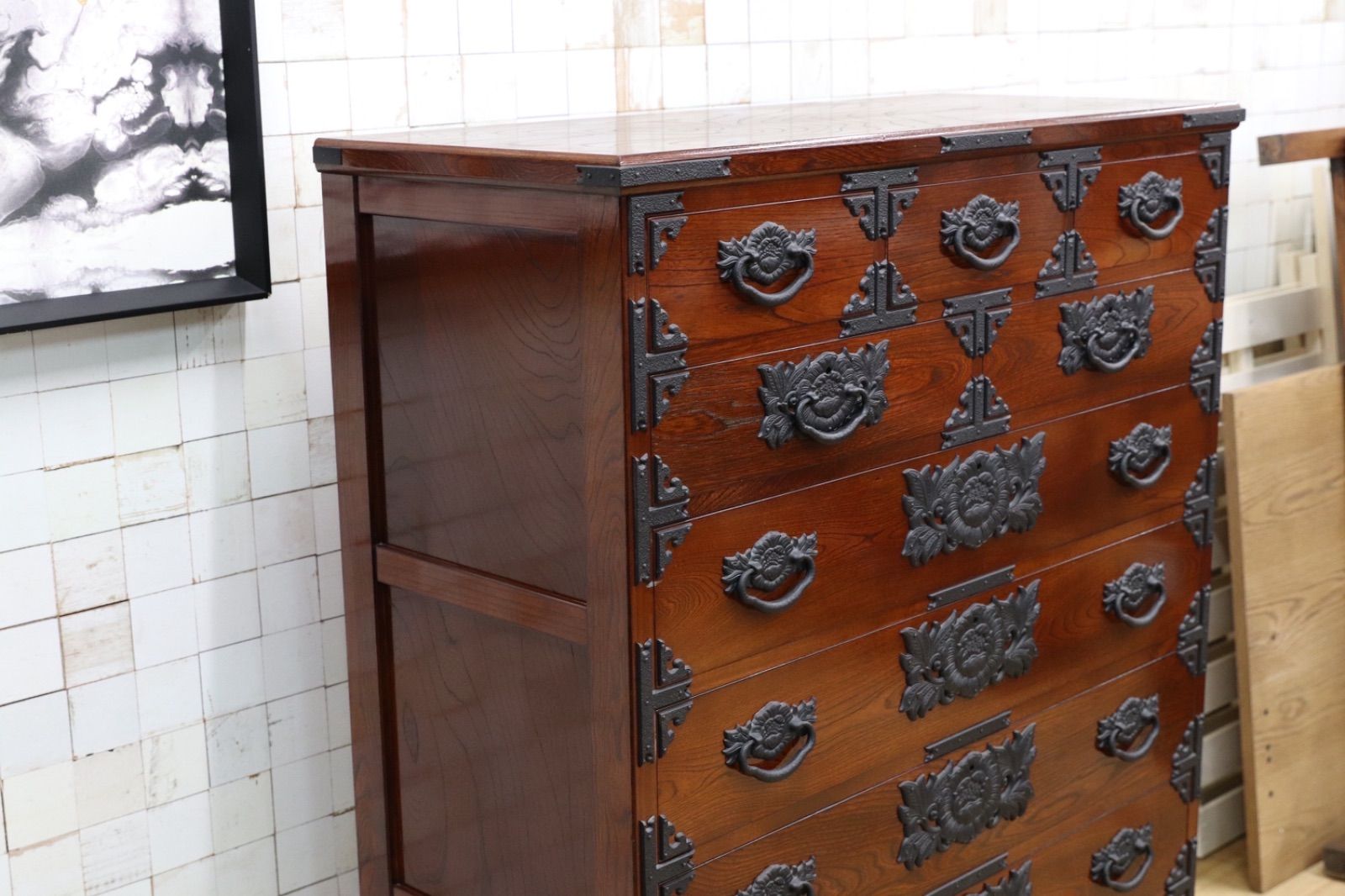 GMIH282A 整理箪笥 時代箪笥 欅材 民藝 アンティーク 引出し収納家具 和家具 レトロ 和室 座敷 検 岩谷堂箪笥 MARWIL-DEMENAGEMENTS_CH