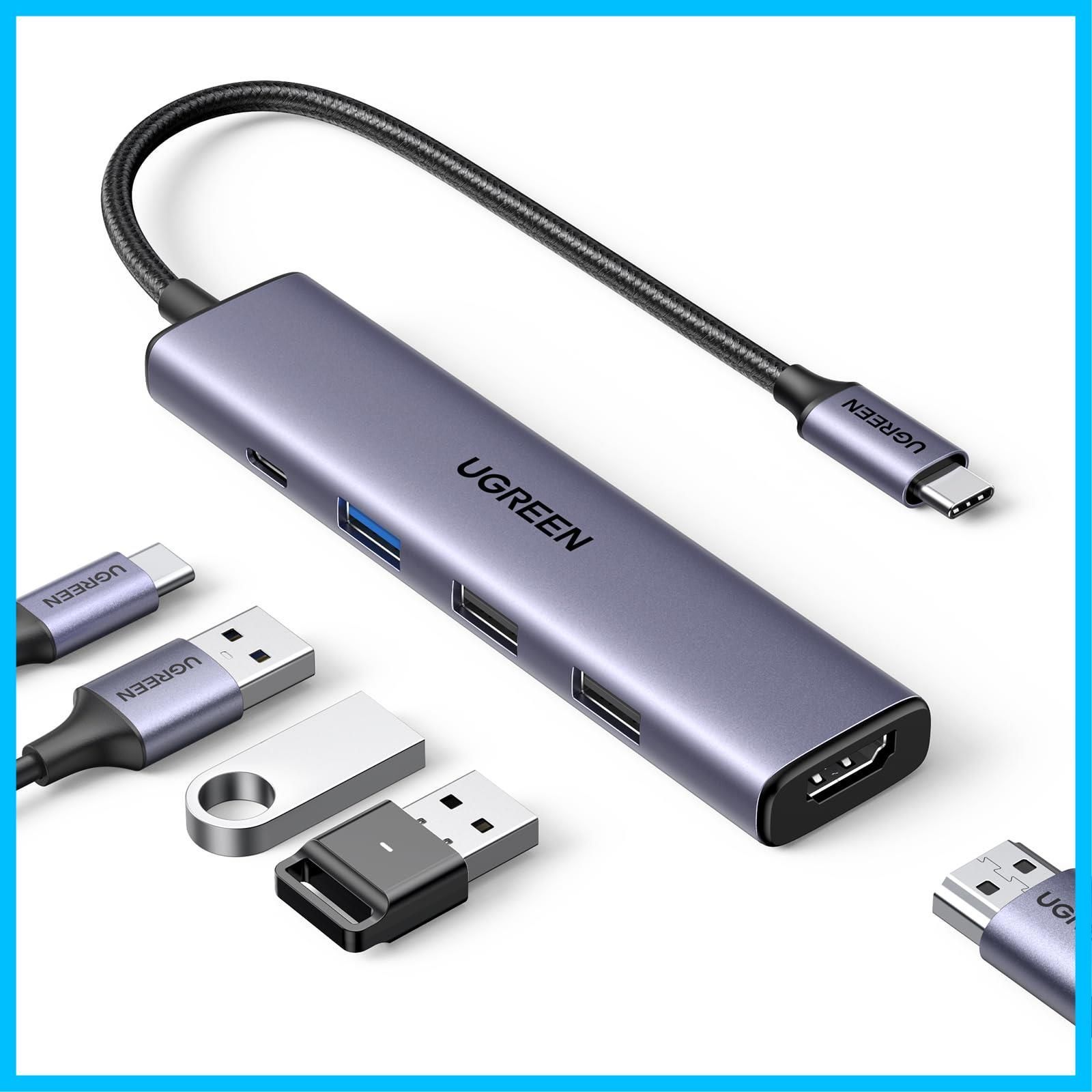 【数量限定】1*USB3.0+2*USB2.0ポート PD急速充電 100W 5Gbps超高速データ転送用 Type-C スリムハブ ハブ ハブ 4K@30Hz 出力USB HDMI Window/MacOS/linux/IOS/Androidシステム対応 5