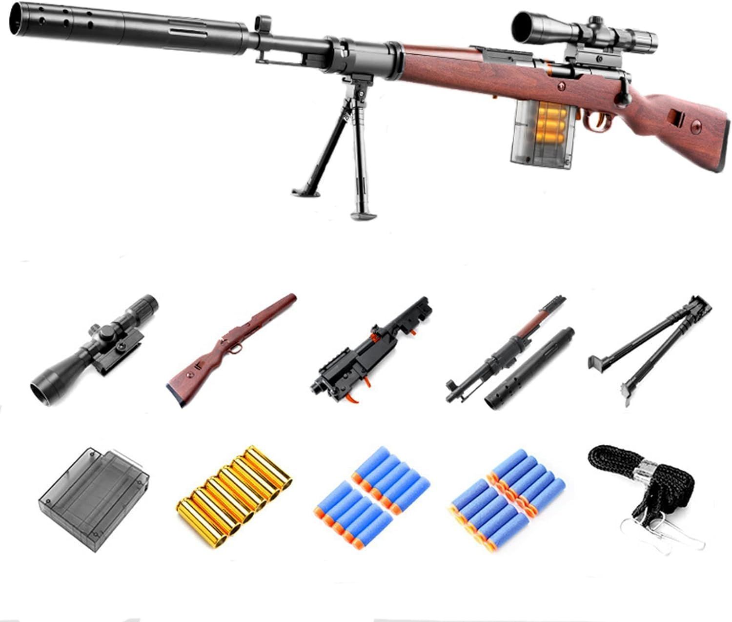 98k狙撃銃おもちゃ銃、98kガンおもちゃ、EVAソフトダーツ弾丸 トイガン、EVAソフ弾丸 トイガン、スポンジ弾 おもちゃ銃 スナイパーライフル おもちゃ銃 98K 狙撃銃