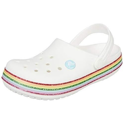 クロックス(crocs) クロックバンド レインボー グリッター クロッグ 206151-100 ホワイト 12cm