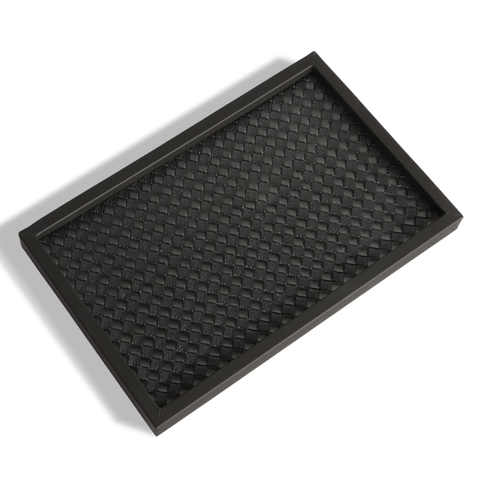 SANZIE レザー トレー PU革 小物入れ 収納ボックス ジュエリー、スマホ、腕時計、財布などご利用でき 卓上用トレイ (長方形 ブラック) 人気・おすすめ｜省スペース設計・旅行向けにおすすめ 公式 プライバシー配送