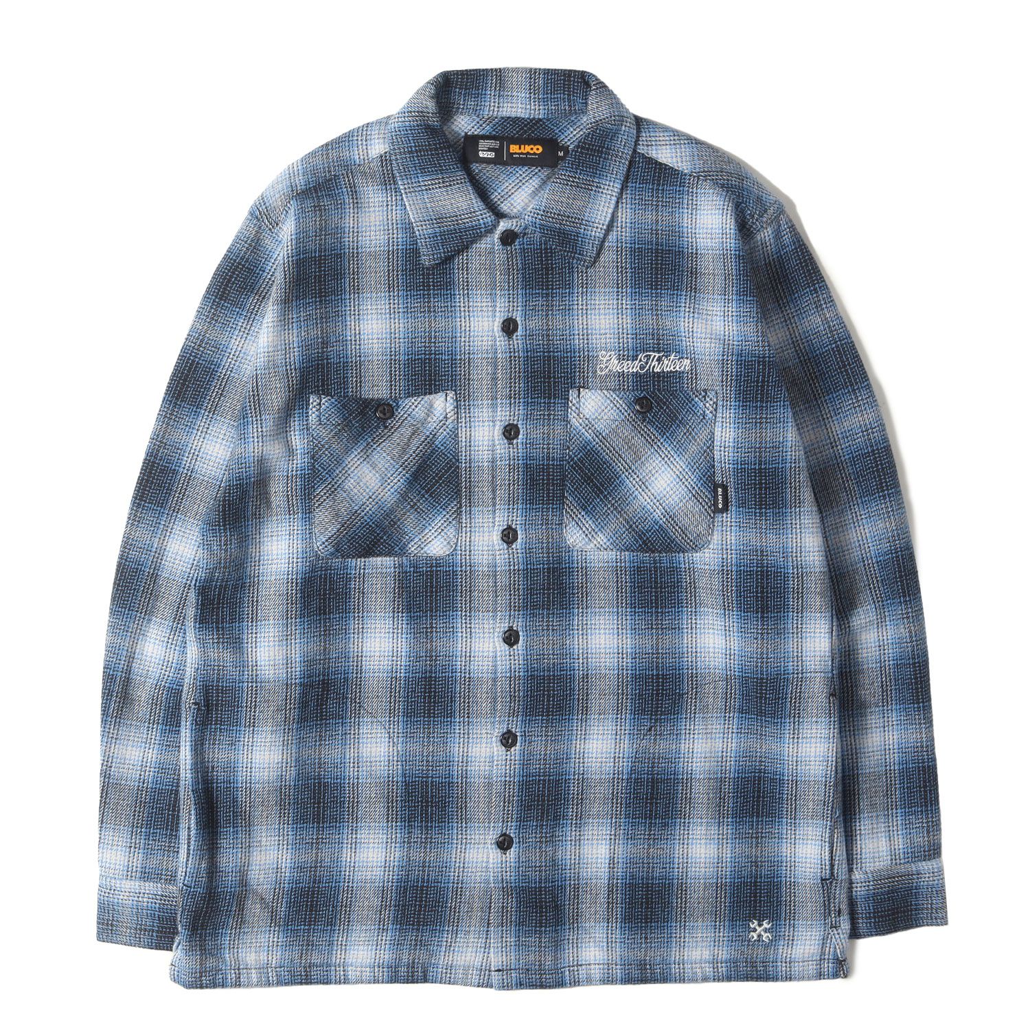 美品】BLUCO ブルコ シャツ サイズ:M / ロゴ刺繍 オンブレチェック