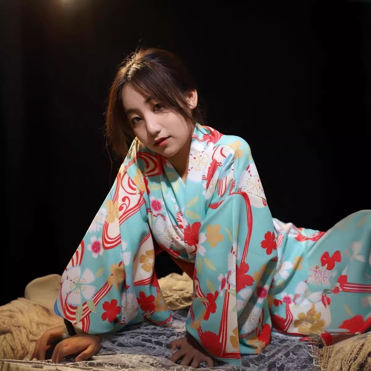 浴衣 即 OK 和服 レディース 花柄 ワンピース 浴衣 女性用 浴衣 花火大会 平織り きれいめ フリーサイズ 夏祭り 旅館 浴衣セット ゆかた 大人用 あわせ お出かけ 七夕mkyukata15