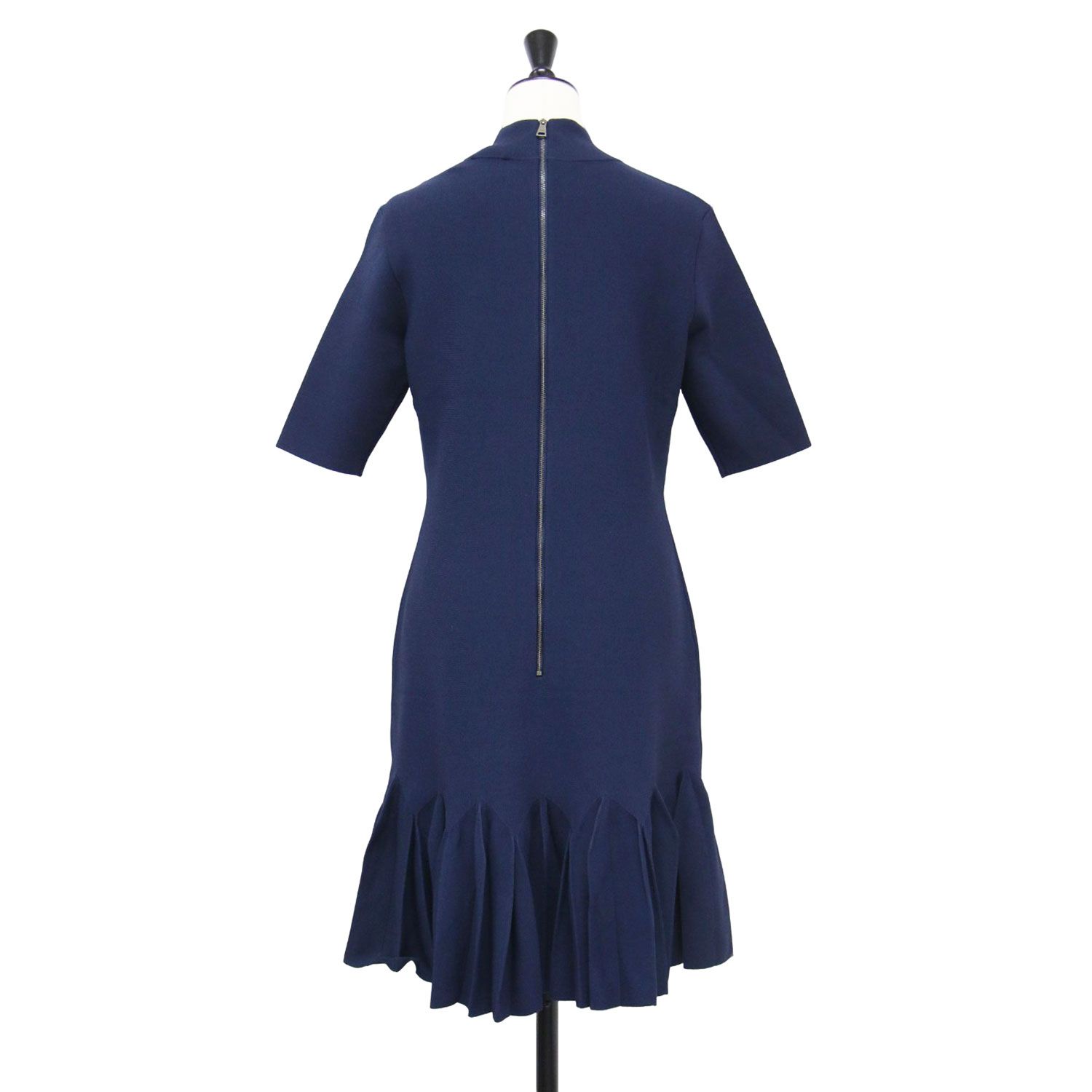 TED BAKER テッドベーカー ドレス ネイビー 紺 サイズ 3 L ハイネック フ 切替 ニット ドレス Full Milano Fit And Flare Dress ワンピース 5分袖 膝丈 ミニ ストレッチ レディース