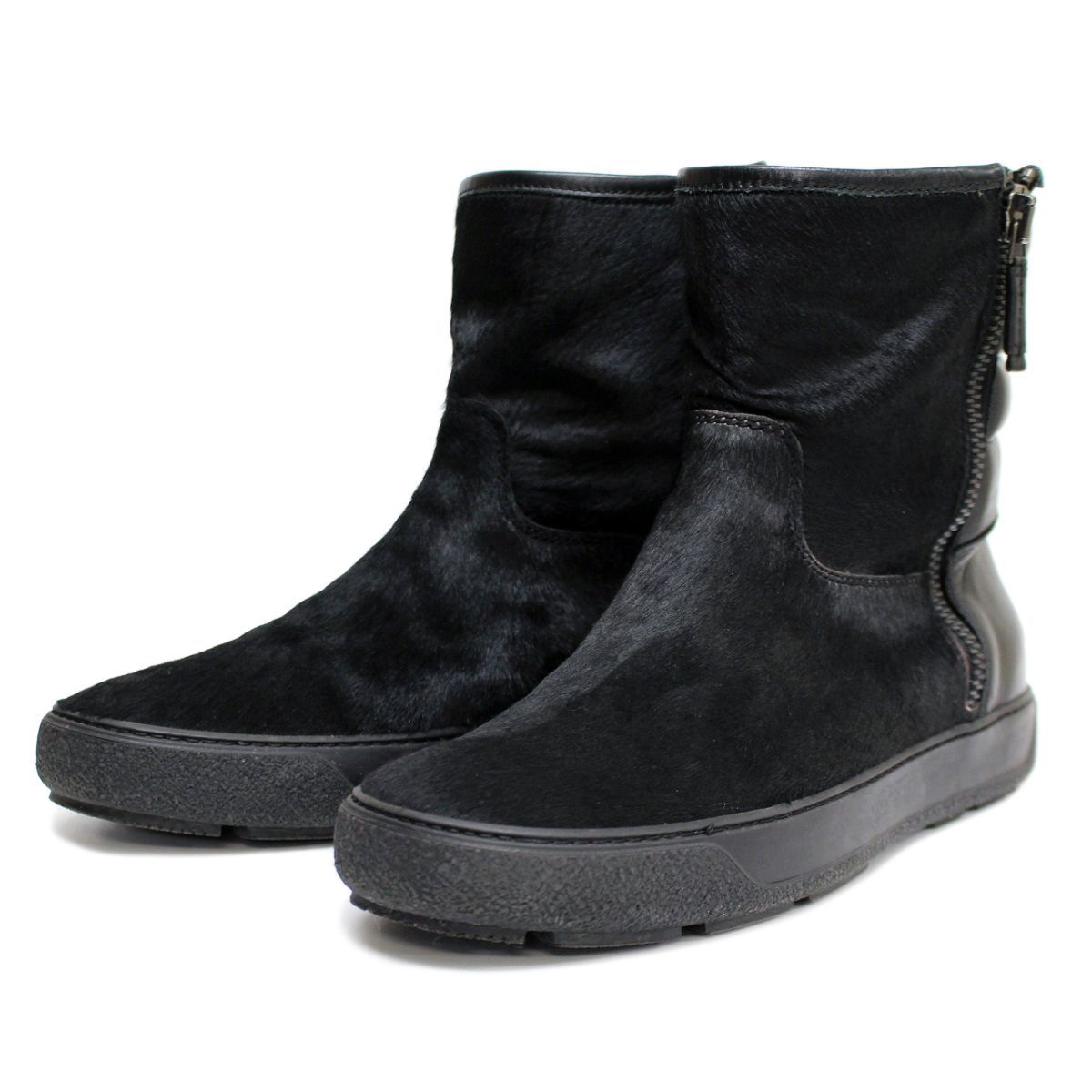 中古美品 MONCLER モンクレール ハラコ×レザー ブーツ ブラック size  