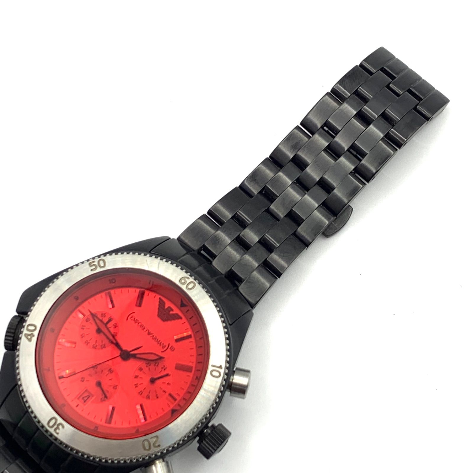 中古】エンポリオアルマーニ AR-0598 クロノグラフレッド腕時計 - メルカリ