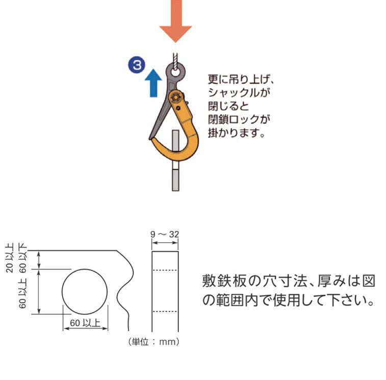 敷鉄板用フック付 チェーンスリング